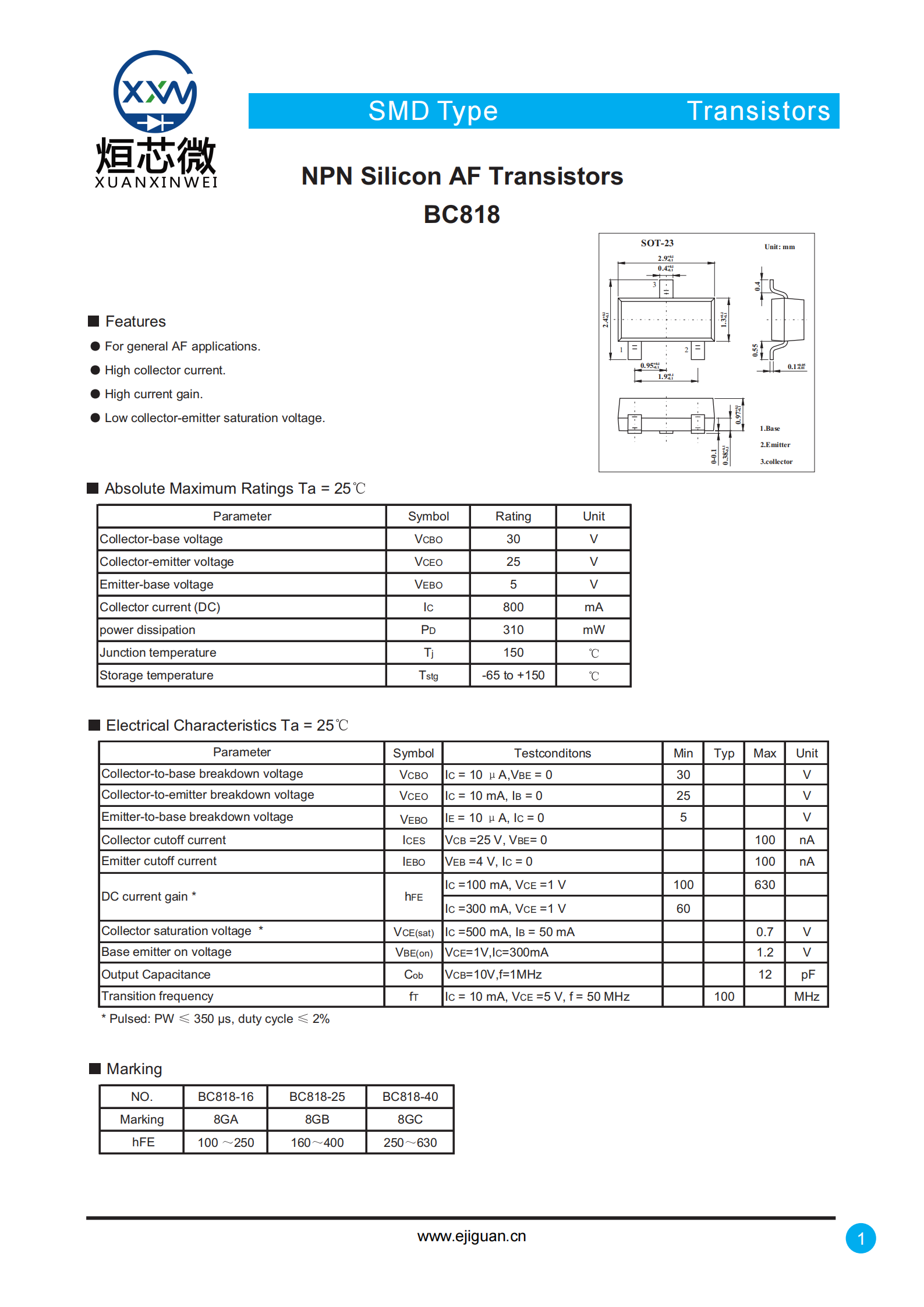 BC818-16三極管